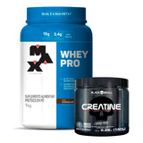 Combo: Whey Pro 1kg Max Titanium  Creatina 150g  Blackskull