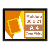 Moldura 30x21 Quadro Padrão A4 Para Certificado Com Vidro