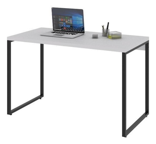 Mesa Para Escritório Office Estilo Industrial 1,20m Kuadra Cor Branco Chess / Est.preta