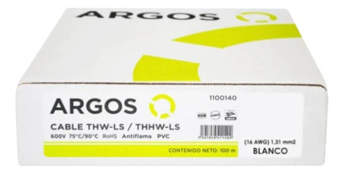 Cable Argos Thw #16 Caja Con 100 Mts