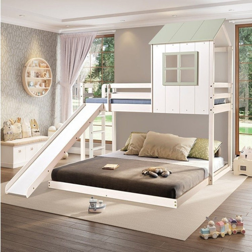 Beliche Queen Montessoriano Cabana Family Com Escorregador