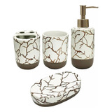 Set Accesorios De Baño Kit X4 Rustica De Ceramica 