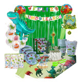 Set Cotillon Y Globos Dinosaurios X10 + Mantel - Globifiesta