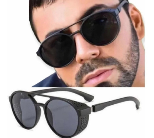 Óculos De Sol Masculino Steampunk Alok Redondo Uv400 Top