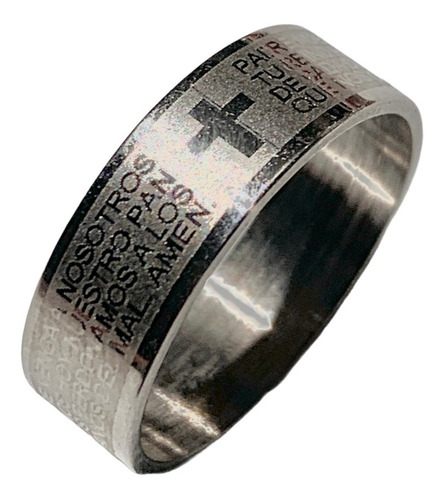 Anillo Acero Inoxidable Padre Nuestro Plateado 36 Piezas