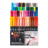 Conjunto De 48 Marcadores De Aquarela Koi Para Letras Coloridas Multicoloridas