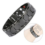 Pulseira Magn Para Homens Aço Inoxidável Ajustável Preto 