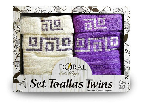 Set 4 Toallas De Baño Twins (2 Mano + 2 Baño)