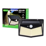 Luminaria Solar De Pared Con Sensor De Movimiento 30w Color Negro
