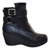 Botas Taco Chino Mujer Eco Cuero Livianas Negras