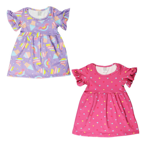 Kit 2 Vestidinho Infantil Menina Moda Verão Criança Atacado