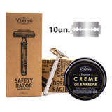 Kit Barbeador Viking Safety Razor + Creme De Barbear