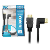 Cabo Hdmi Pix 2.0 4k Hdr Ultra Hd 19 Pinos Gold 2m Ponta 90 Graus