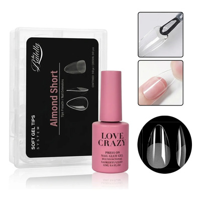 Soft Gel Tips Uñas Postizas 240pzs Con Pegamento Press On | MercadoLibre