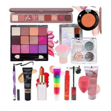 Set De Maquillaje X13 Paleta Labial Máscara Brochas Completo