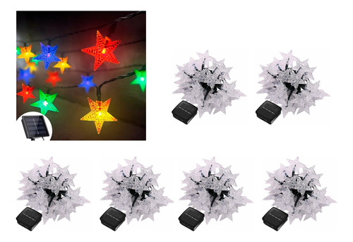 Pack X6 Estrellas Led Multicolor Cálida Navidad Lineal Solar