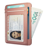 Billetera Tarjetero Portadocumentos Wallet Card Holder Bloqueo Rfid Cuero Pu Hombre Mujer Rosa