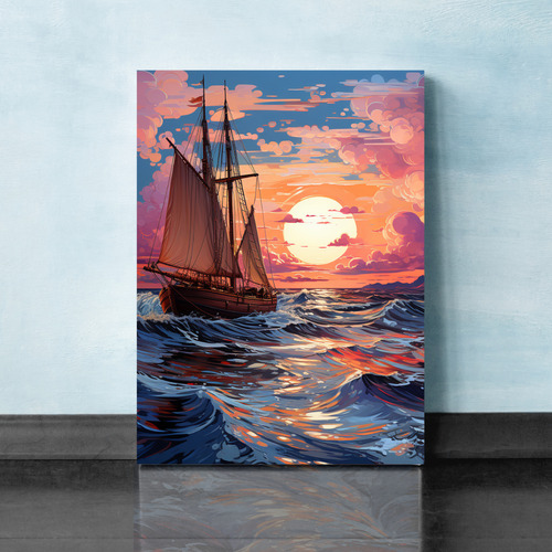 Quadro Decorativo Pequeno Sala Quarto 30x45 Navio Pirata