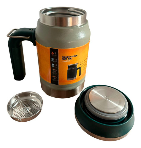 Jarro Camping Vaso Termico 620ml Bebidas Acero Inox 12h New