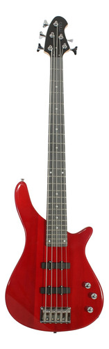 Bajo Electrico 5 Cuerdas Mars Rockey 5 Trd Rojo Transparente