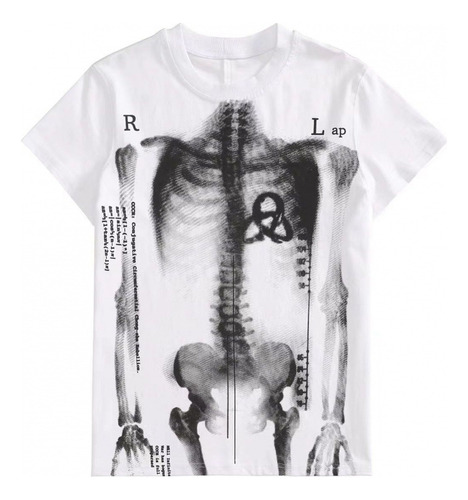 X Ray Bone Print Punk Rock Couple T Shirt Y2k