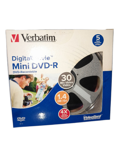 Mini Dvd-r Verbatim® 1.4g.  4x.  30min. Regrabale Caja X5