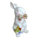 Estatua Decorativa Conejo De Pascua Jumbo Con Moño 30 Cm