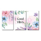 Cuadro Decorativo Floral Acuarela Good Vibes 50 Cm X 90 Cm