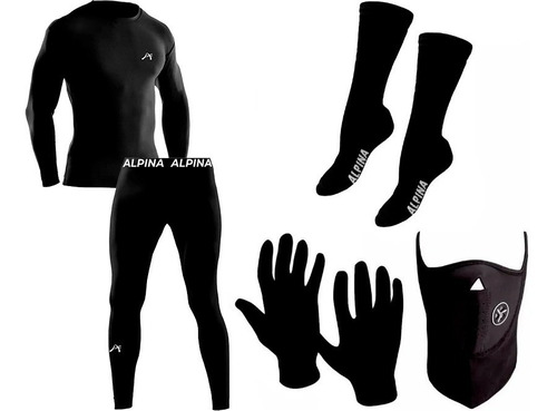 Conjunto Termico Alpina + Guantes + Mascara + Medias