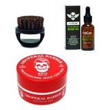 Kit Barba Cepillo + Cera + Aceite Barbería Hombre Regalo