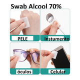 Lenço Swab Alcool Isopropilico 70% Limpar Celular - 100unids