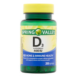 Vitamina D3 Huesos Sanos E Inmunidad 400iu 200 Caps Eg D75 Sabor Sin Sabor