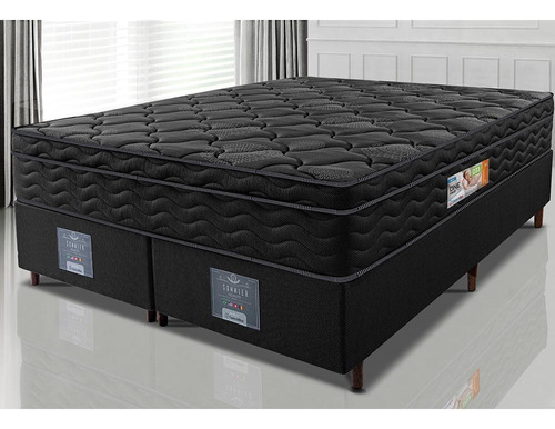 Cama Inbox King Colchão Ortopédico Black Mais Box 193cm X 203cm X 67cm One Face Espuma D33 Preto