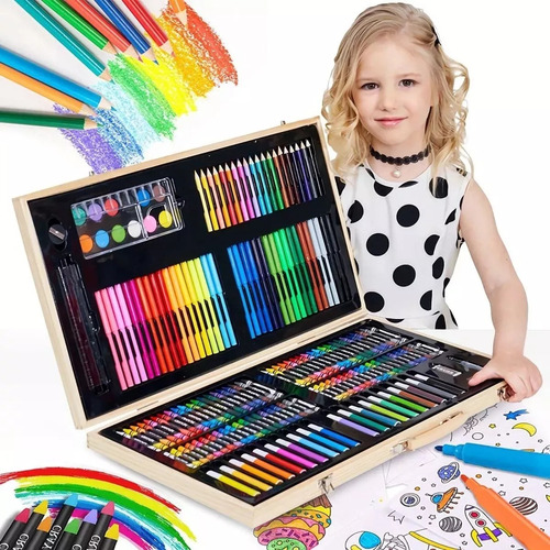 Set De Arte Profesional Colores Lápices Kit Dibujo 180 Pcs