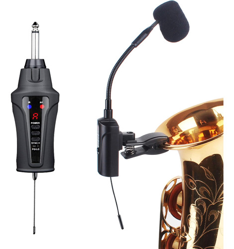 Mamkoes St-5 Sax Micrófono Instrumento Inalámbrico Uhf Mic Y