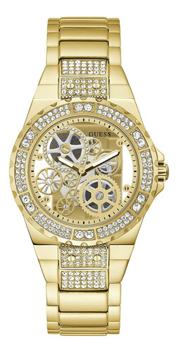 Guess Reloj De Pulsera De Corte Transparente, Tono Dorado/c