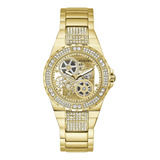 Guess Reloj De Pulsera De Corte Transparente, Tono Dorado/c