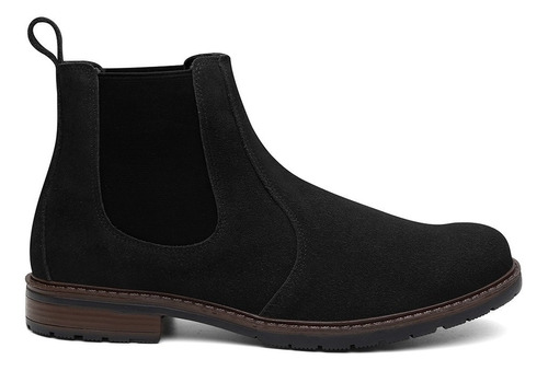 Bota Botina Chelsea Couro Camurça Solado Costurado Masculina