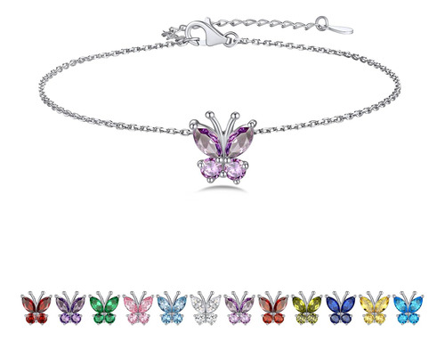 Bestyle - Tobilleras De Mariposa Para Mujeres Y Niñas, Plata