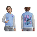 Chamarra Stitch Beisbolera Universitaria Bordada Niños M S I