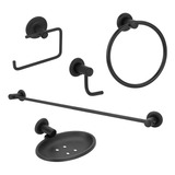 Kit Acessórios Para Banheiro 100% Metal Black/preto 5 Peças