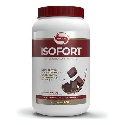 Whey Protein Isolado Isofort Chocolate Pote 900g Vitafor | Frete grátis