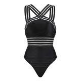Traje De Baño Bikini Negro Con Transparencia Playa Verano