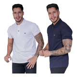 Kit 2 Camisa Masculina Gola Polo Slim Fit Moda Social Casual