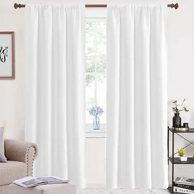 NANWEI Cortinas Blackout con bolsillo Coronas diseño moderno para varilla para recamara sala elegantes 270X215cm 2 Paneles Aislamiento térmico y Reducción de ruido Tela impermeable Blanco | Envío gratis