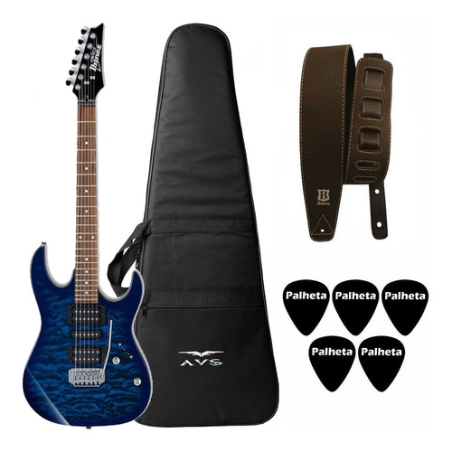 Guitarra Ibanez Grx70qa Tbb Transparent Blue Burst  + Kit