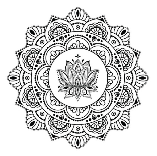 Adesivo Decorativo De Parede Mandala Flor De Lótus Com 60cm