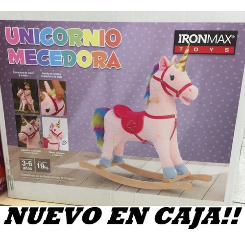 Mecedora Montable Unicornio Pony Caballo Con Sonidos En Caja