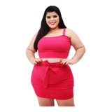 Conjunto De Saia Com Cropped Plus Size