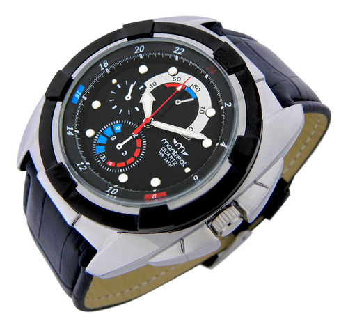 Reloj Montreal Hombre Ml1284 Caja Metal Malla Cuero Sintét.